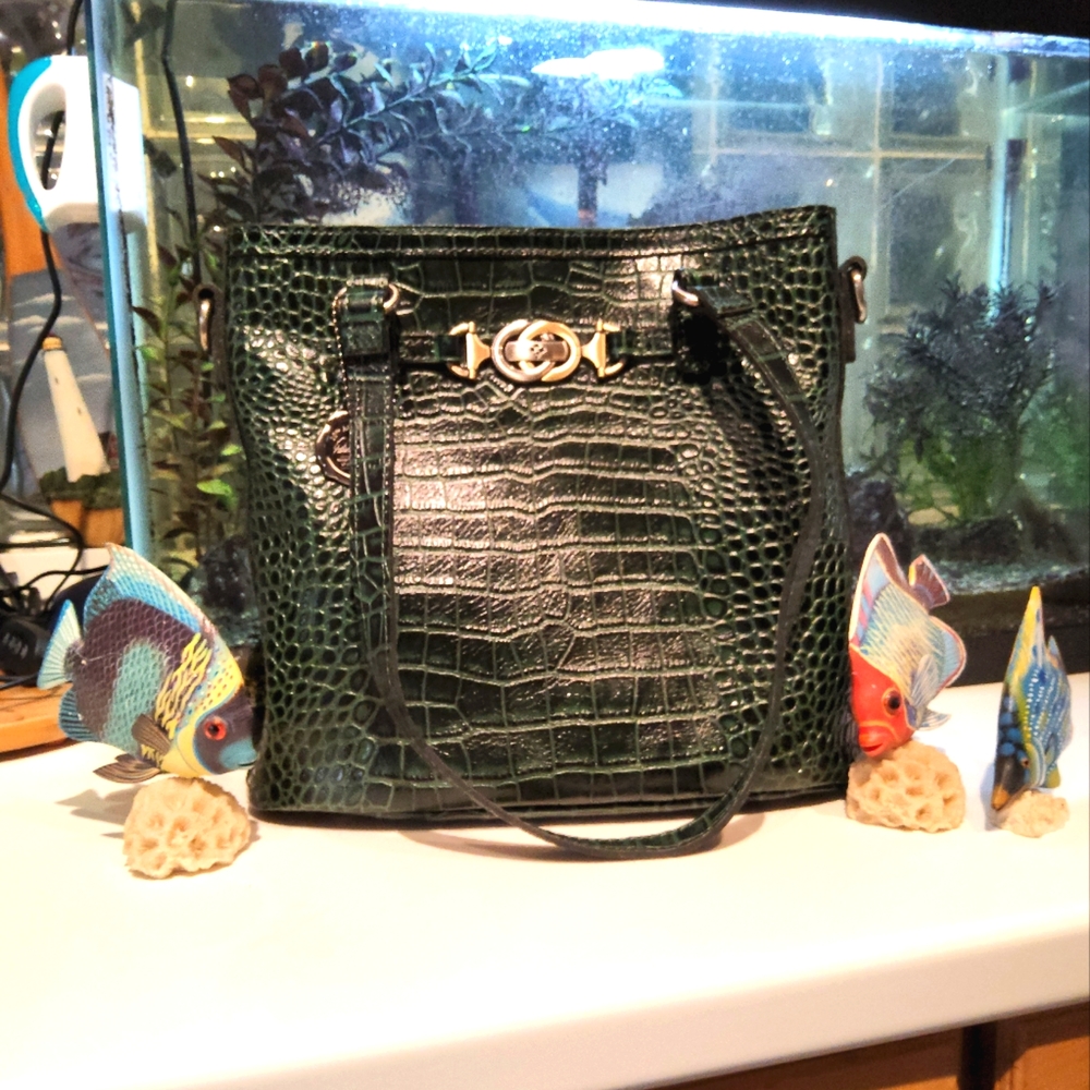 Patricia Nash Green Croco Convertible Crossbody/Shoulder bag